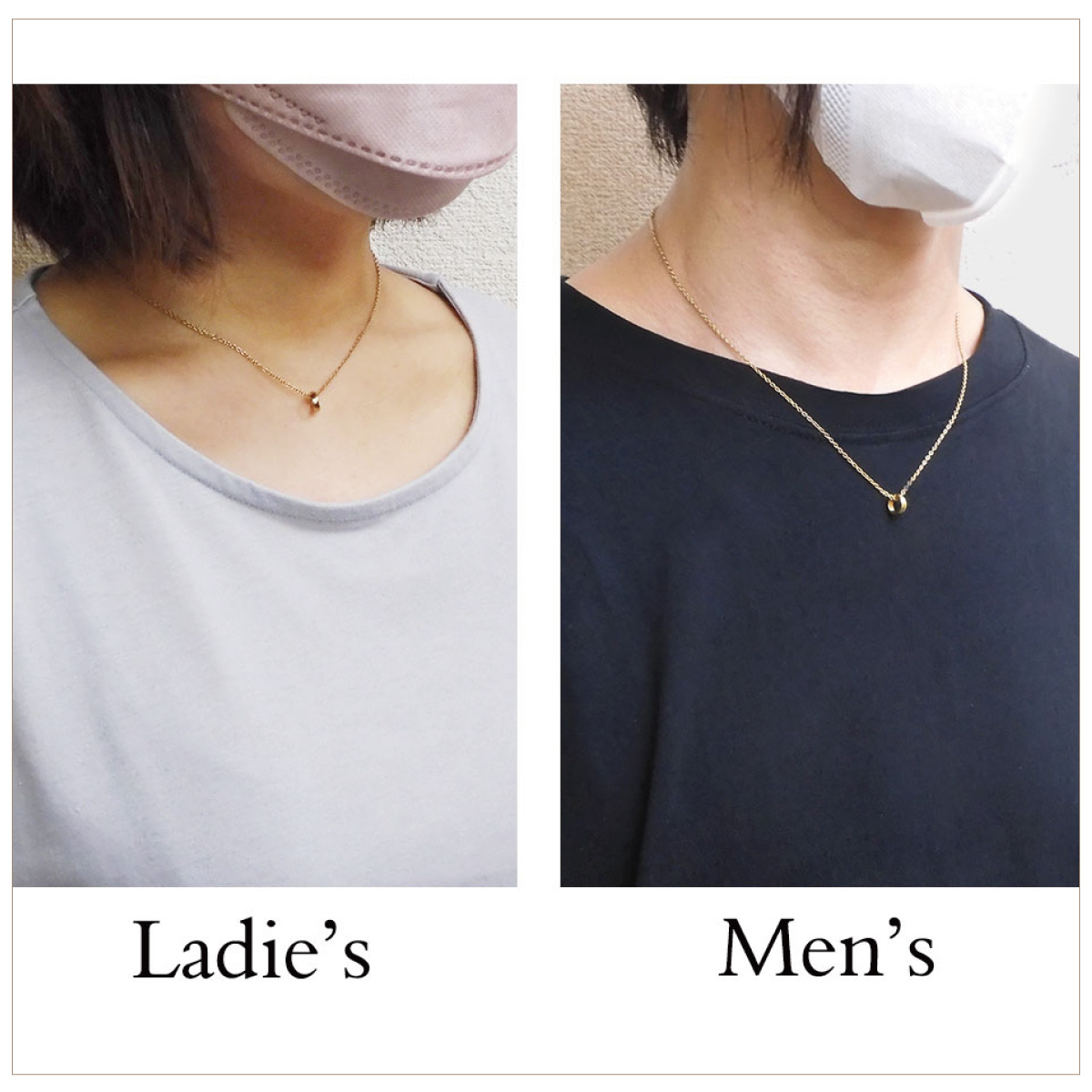 ペアネックレス ペンダント レディース close to me st サージカルステンレス316L ダイヤモンド ゴールド ミニリング 金属アレルギー対応 爆買の画像