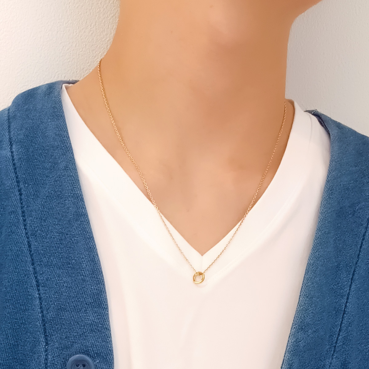 ペアネックレス ペンダント レディース close to me st サージカルステンレス316L ダイヤモンド ゴールド ミニリング 金属アレルギー対応 爆買の画像