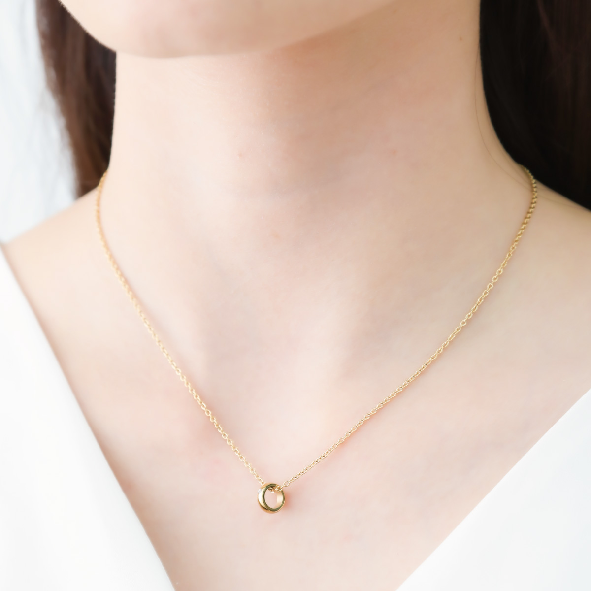 ペアネックレス ペンダント レディース close to me st サージカルステンレス316L ダイヤモンド ゴールド ミニリング 金属アレルギー対応 爆買の画像