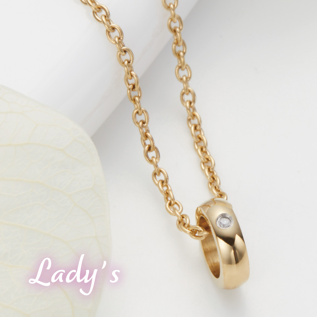ペアネックレス ペンダント レディース close to me st サージカルステンレス316L ダイヤモンド ゴールド ミニリング 金属アレルギー対応 爆買の画像