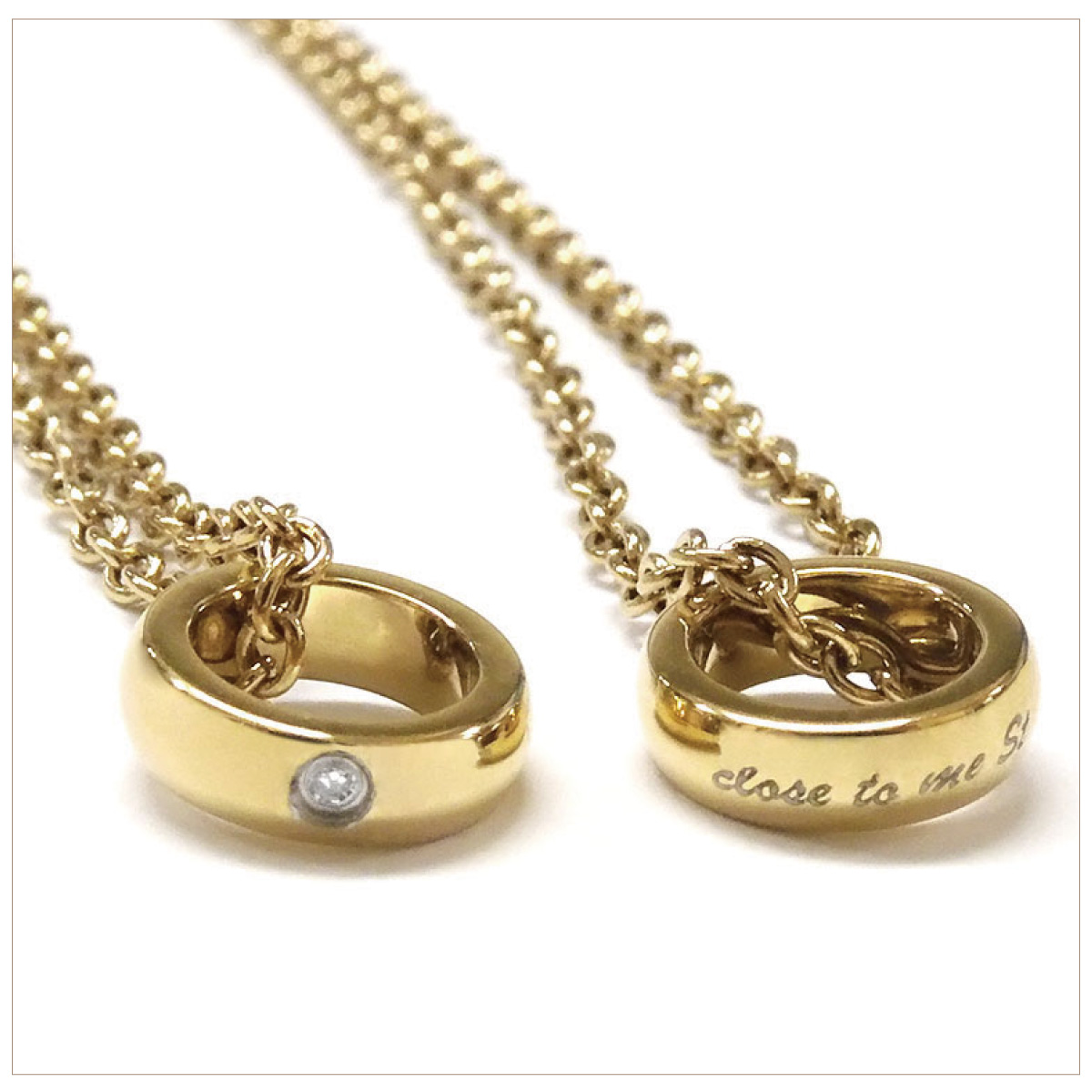 ペアネックレス ペンダント レディース close to me st サージカルステンレス316L ダイヤモンド ゴールド ミニリング 金属アレルギー対応 爆買の画像