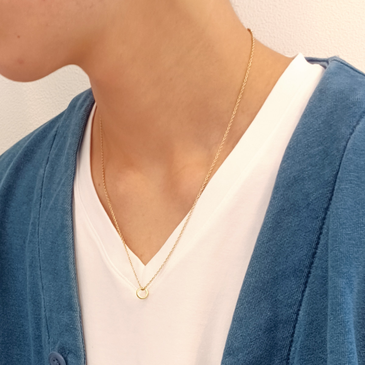 ネックレス ペンダント メンズ close to me st サージカルステンレス316L ダイヤモンド ゴールド ミニリング 金属アレルギー対応 爆買の画像