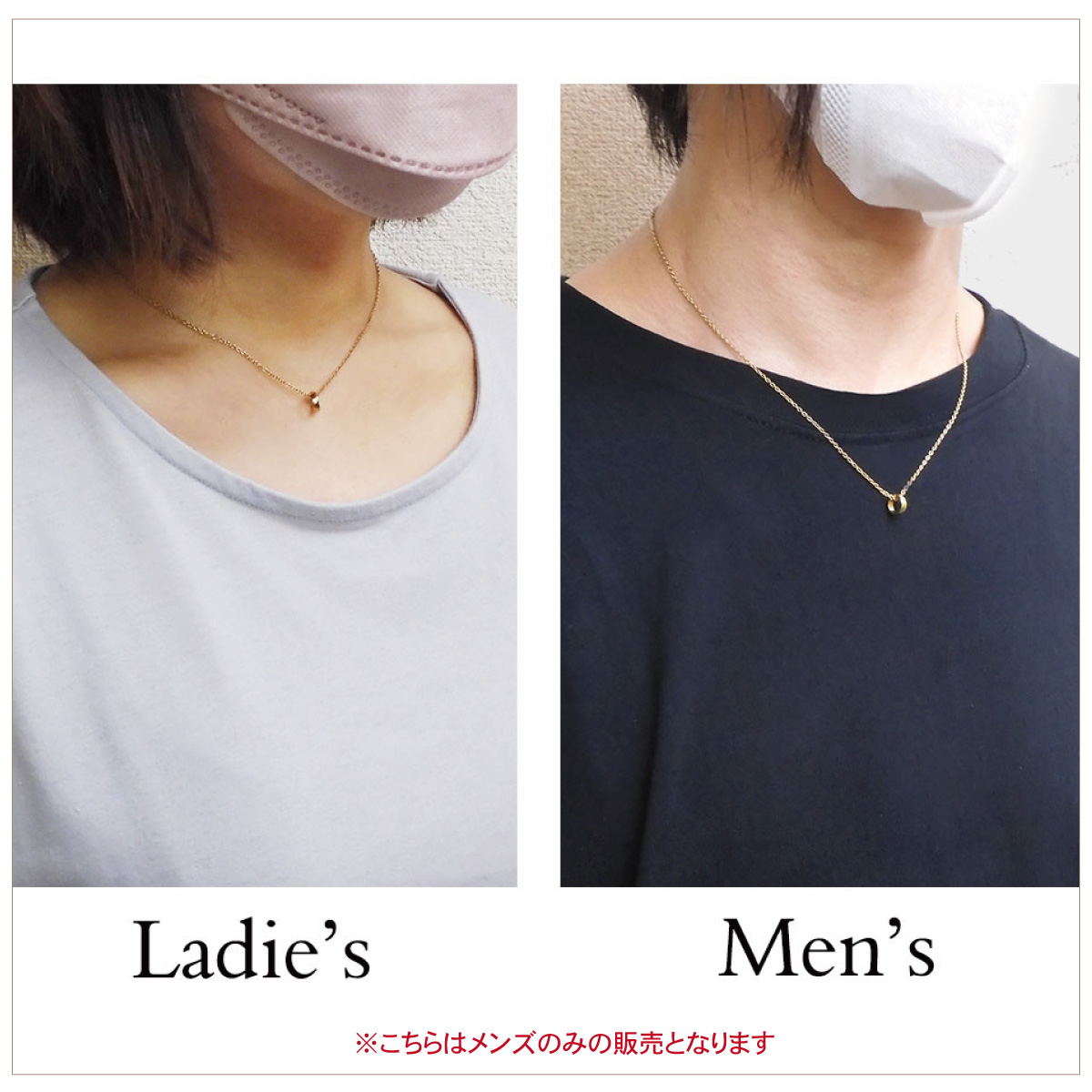 ネックレス ペンダント メンズ close to me st サージカルステンレス316L ダイヤモンド ゴールド ミニリング 金属アレルギー対応 爆買の画像