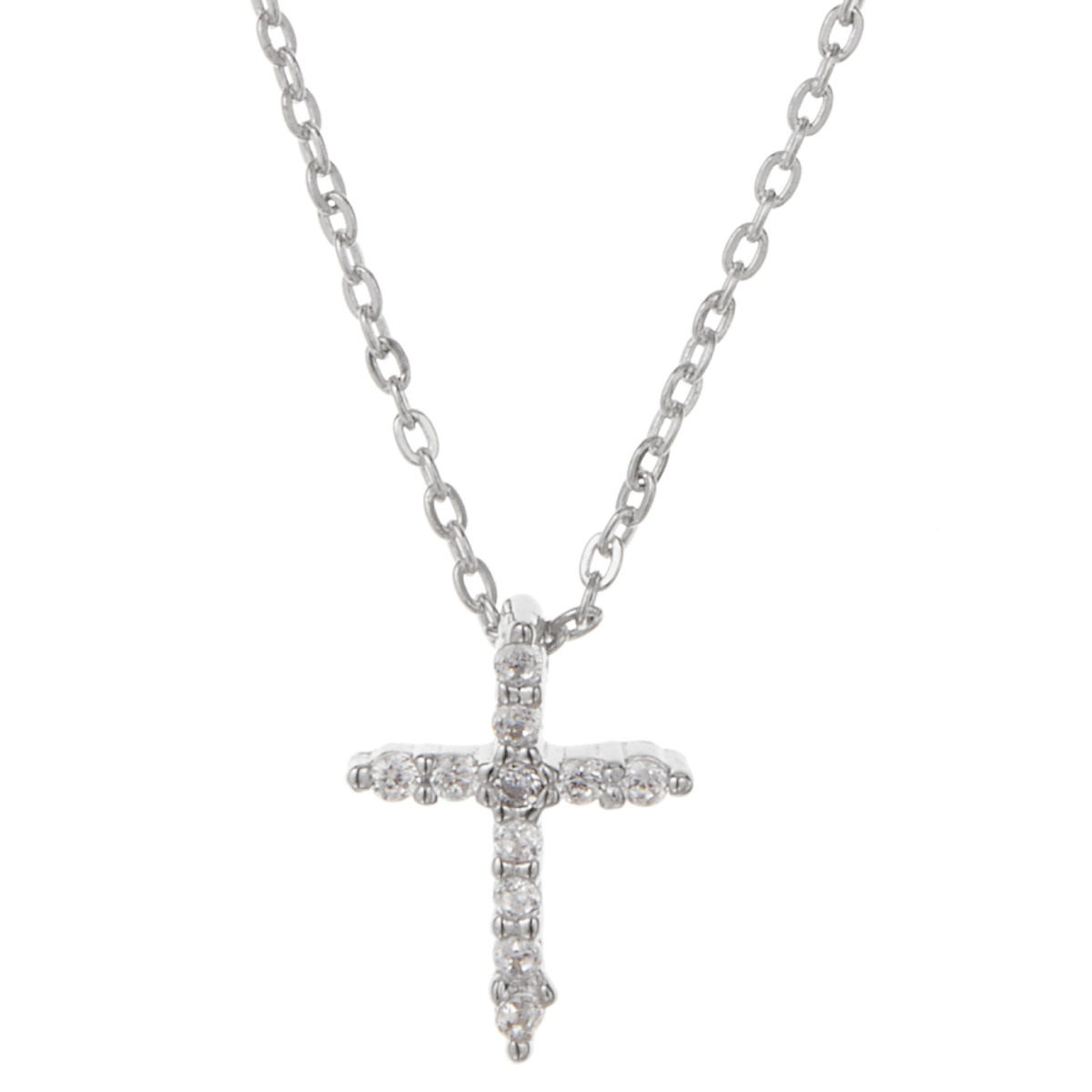 ネックレス ペンダント レディース シルバー925 キュービックジルコニア Cheri close to me 刻印 クロス パヴェ ミニ 金属アレルギー対応 彼女 爆買の画像