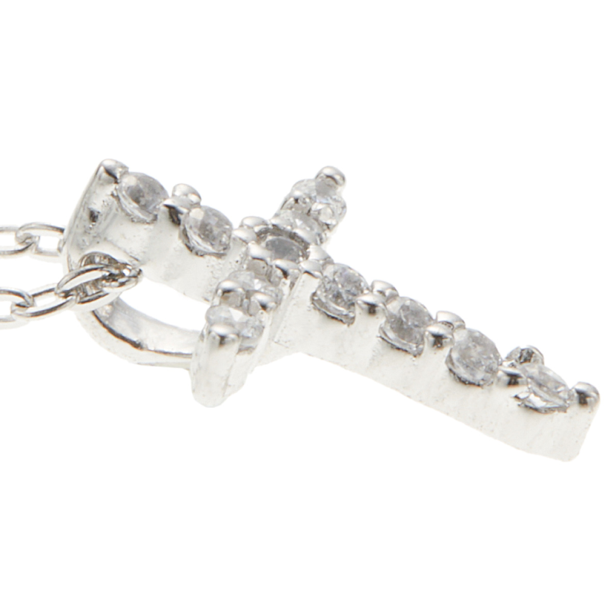 ネックレス ペンダント レディース シルバー925 キュービックジルコニア Cheri close to me 刻印 クロス パヴェ ミニ 金属アレルギー対応 彼女 爆買の画像