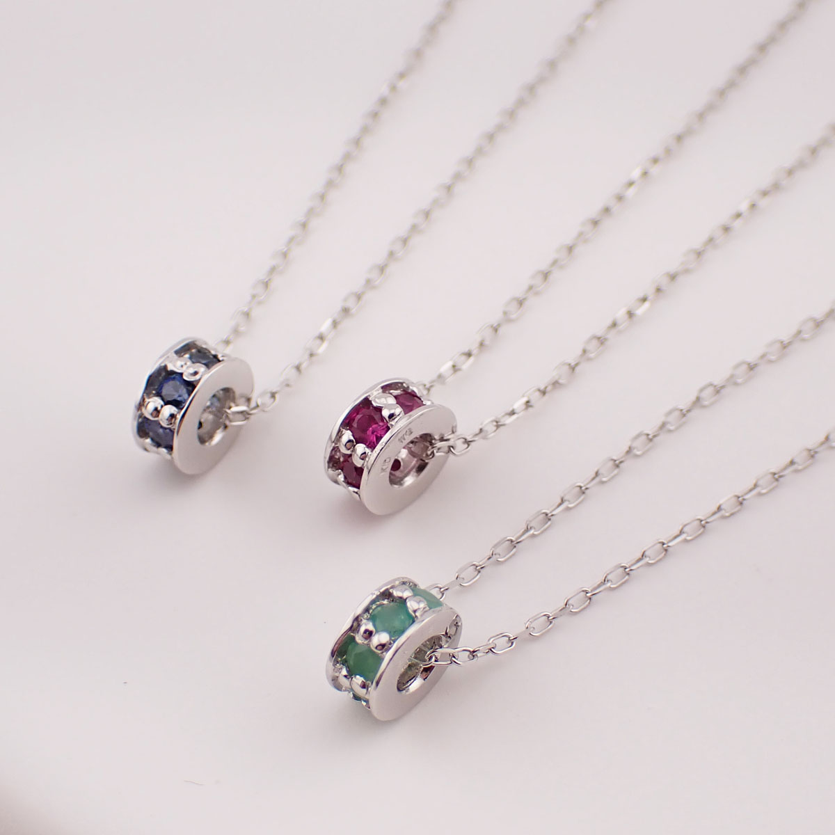 ネックレス ペンダント レディース リング me on... みぃおん K10WG K10ホワイトゴールド 天然石 エレガント お肌に優しい 金属アレルギー対応 金アレの画像