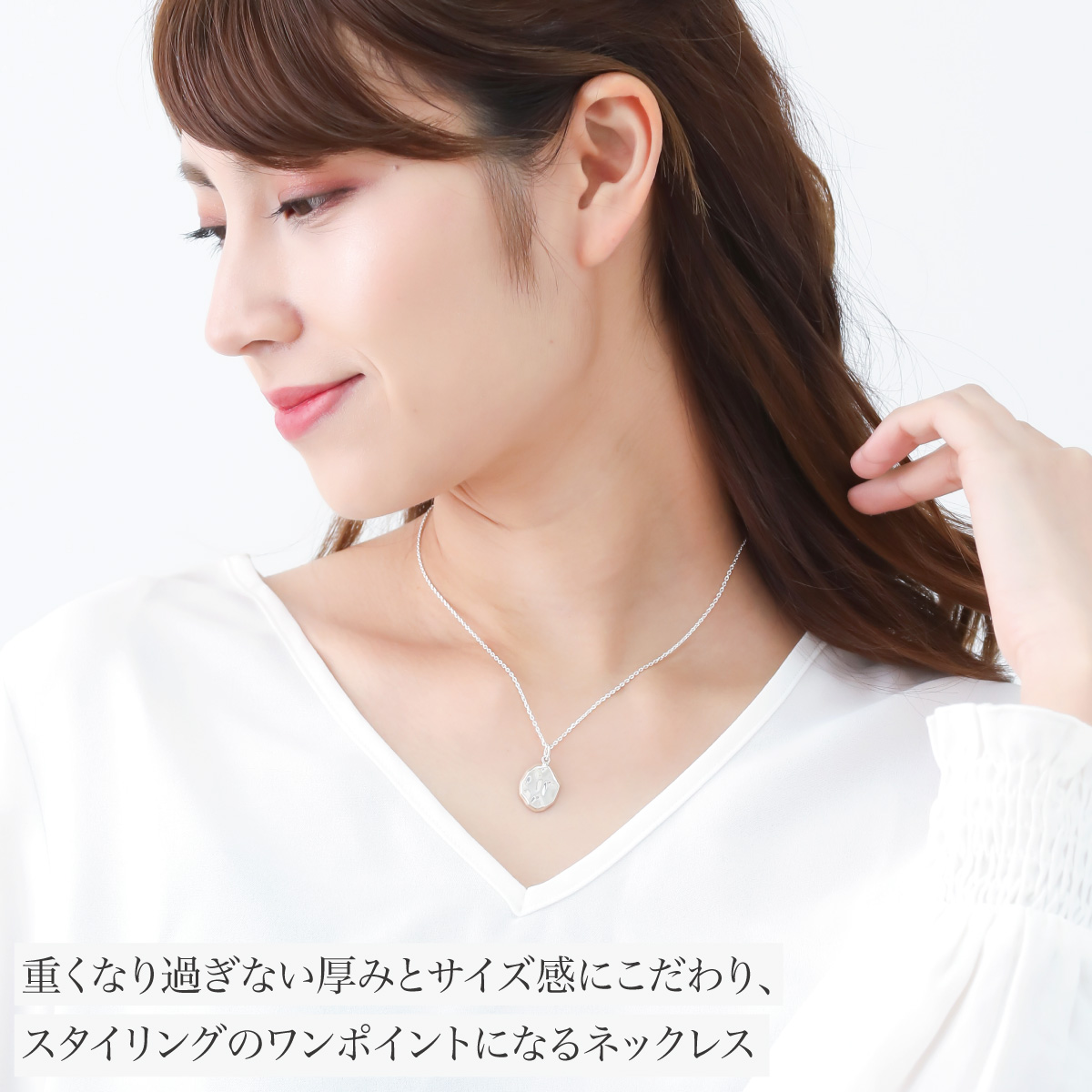 ネックレス ペンダント レディース メンズ シルバー925 プレート 楕円 ツヤ 艶 アズキチェーン メッセージ 彫刻 刻印 ペアにも 金属アレルギー対応 爆買の画像