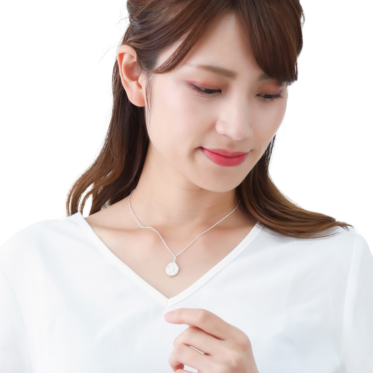 ネックレス ペンダント レディース メンズ シルバー925 プレート 楕円 ツヤ 艶 アズキチェーン メッセージ 彫刻 刻印 ペアにも 金属アレルギー対応 爆買の画像