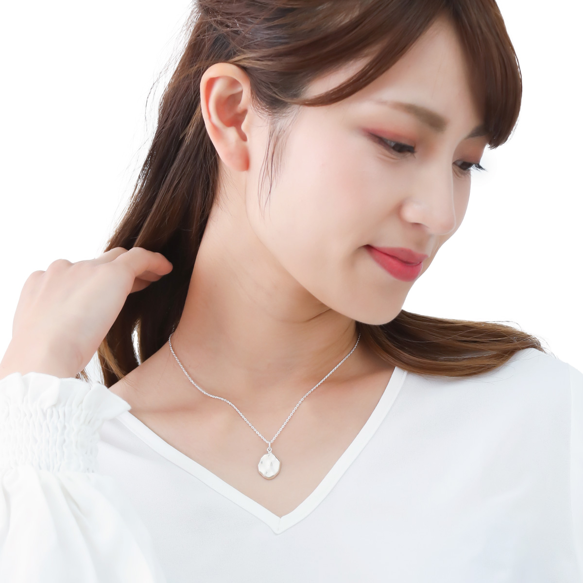 ネックレス ペンダント レディース メンズ シルバー925 プレート 楕円 ツヤ 艶 アズキチェーン メッセージ 彫刻 刻印 ペアにも 金属アレルギー対応 爆買の画像