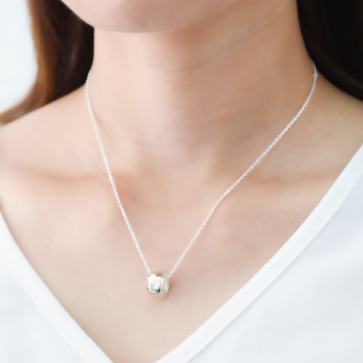 ネックレス ペンダント レディース メンズ シルバー925 リング 幅広 ワイド シンプル ツヤ メッセージ 彫刻 刻印 アズキチェーン 小豆 上品 お揃い 爆買の画像
