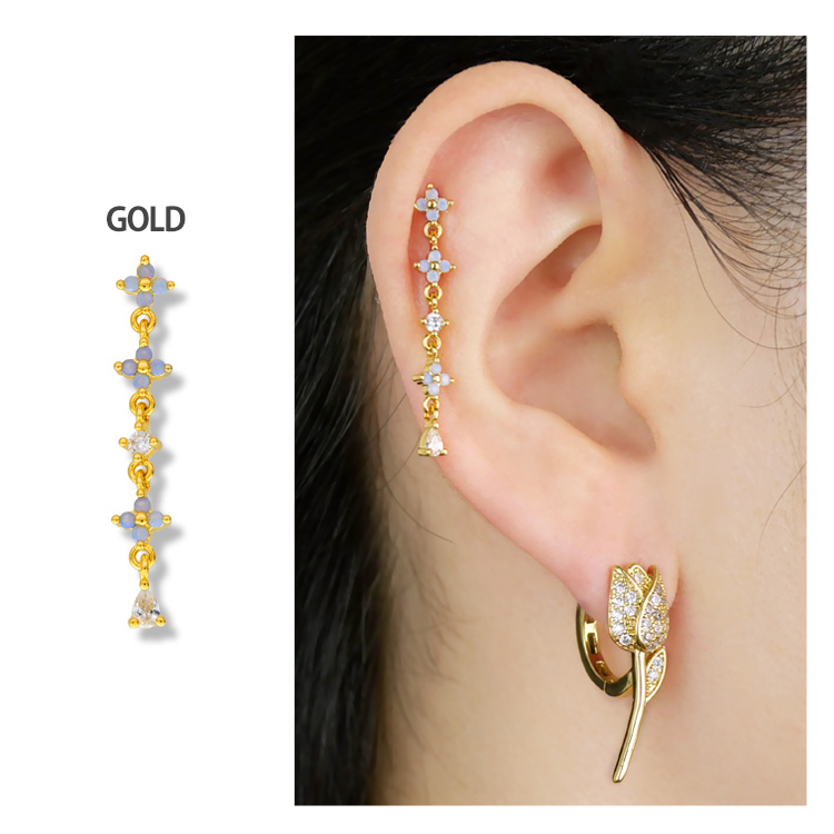ボディピアス ロングフラワーチャームバーベル/20G ボディー ボディピアス ロングフラワーチャームバーベル/20G ボディー
