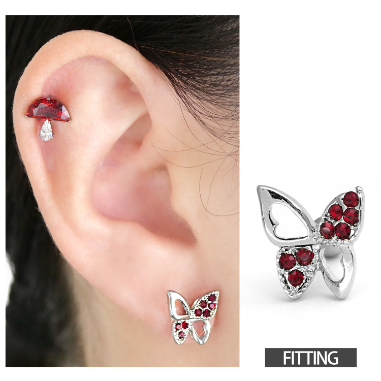 ボディピアス body pierce 16G 軟骨 かわいい おしゃれ レッドジュエル