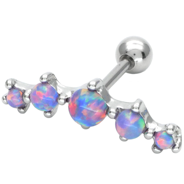ボディピアス ミスティックオパール5連バーベル 16G ストレート