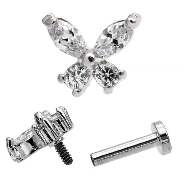 ボディピアス 16G プチバタフライラブレット ボディーピアス 軟骨