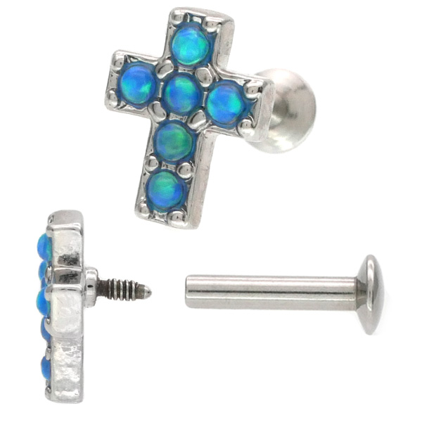 ボディピアス オパールクロスインターナルラブレット 16G ボディー