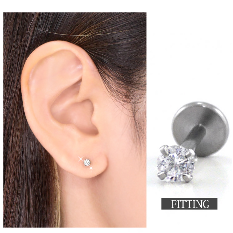ボディピアス 20G 18G 16G 14G 0.1ct 立爪 天然ダイヤモンド