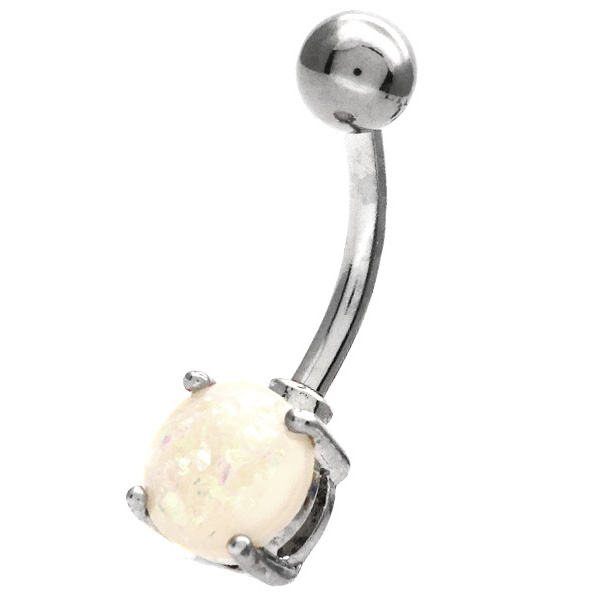 ボディピアス へそピアス グリッターオパールネイブル 14G ボディー