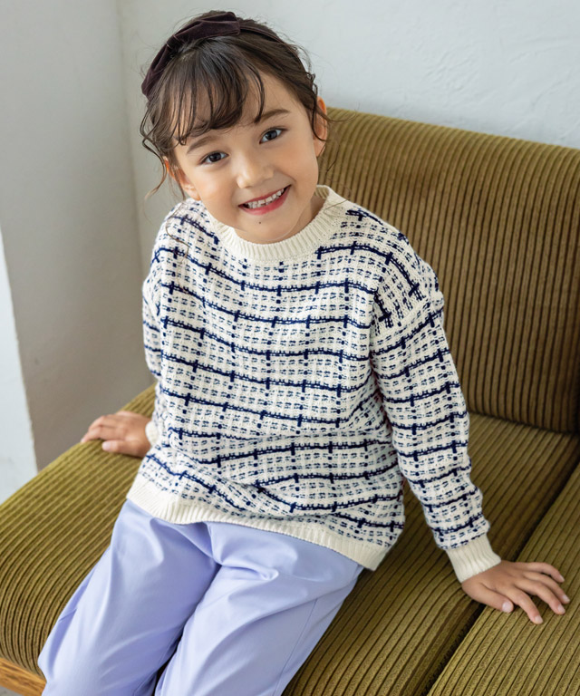 トップス キッズ 子供服 プルオーバー チェック ニット 親子コーデ お揃い 100cm 110cm...