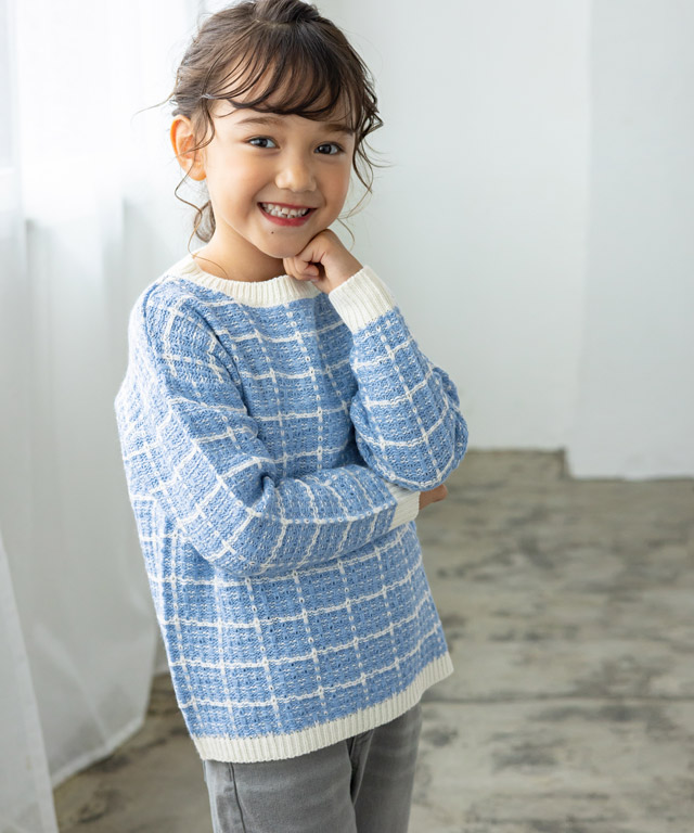 トップス キッズ 子供服 プルオーバー チェック ニット 親子コーデ お揃い 100cm 110cm...