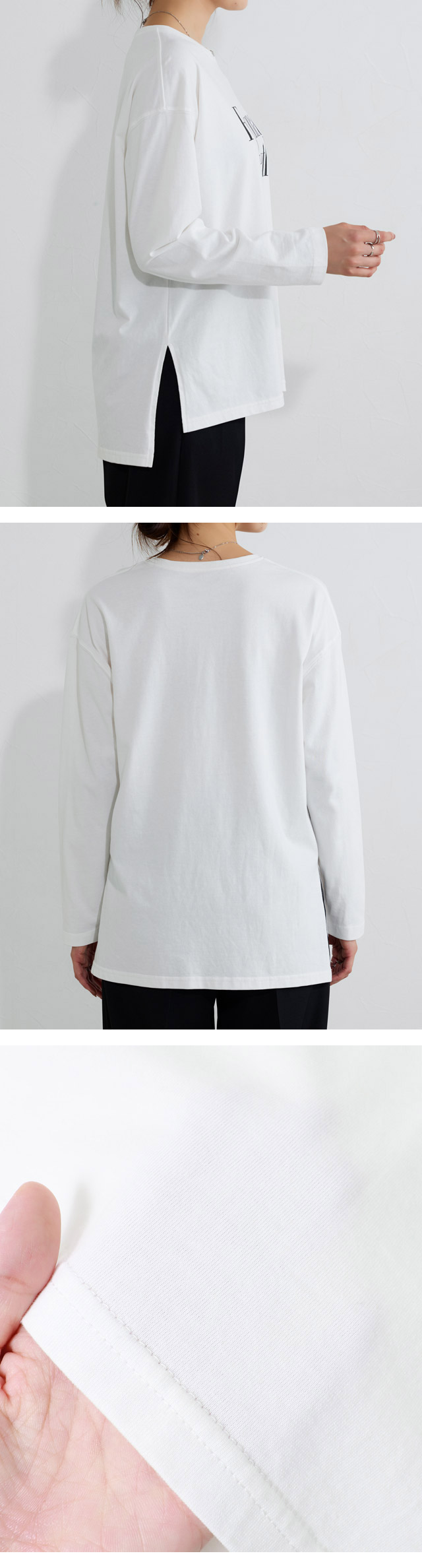 極美品　メゾンスペシャル　長袖　カットソー　ロゴ　ロングスリーブ　アイボリー UNISEX》Plating Prime-Over Crew Neck Long Sleeve T-Shirt