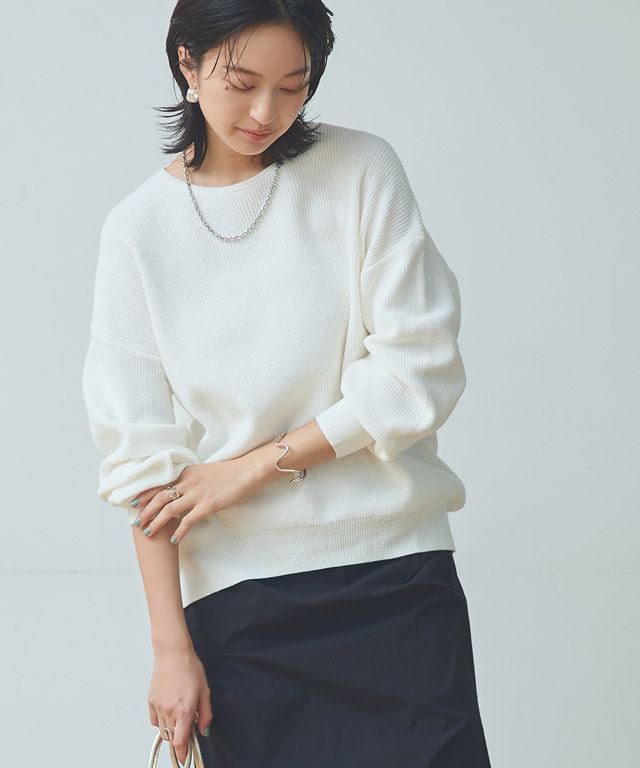 ニット クルーネック ゆったり シンプルニット レディース RASW RASW ニット クルーネック ゆったり シンプルニット レディース