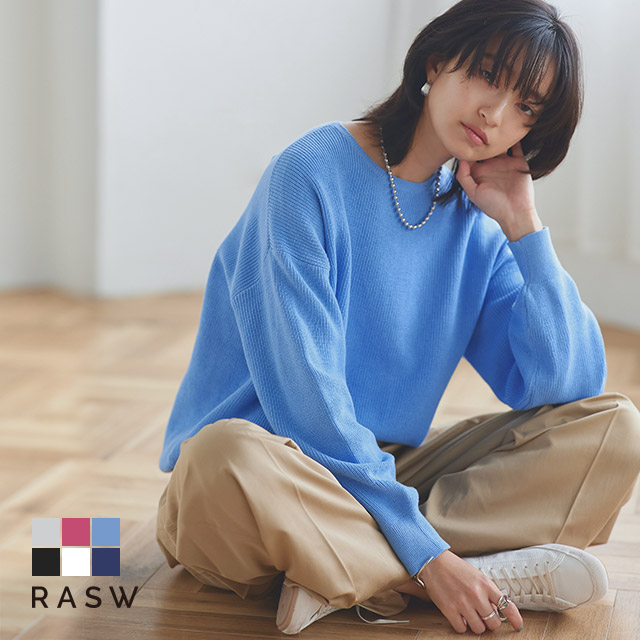 ニット クルーネック ゆったり シンプルニット レディース RASW