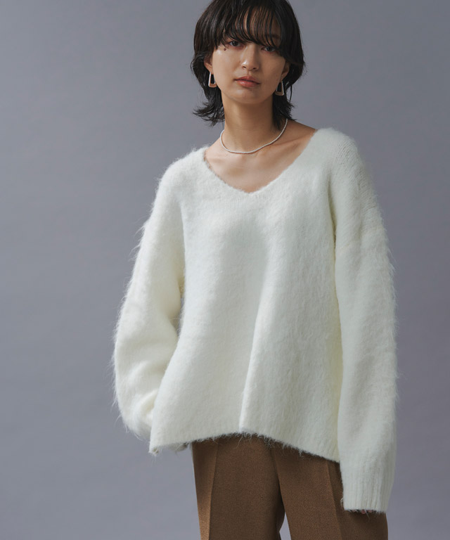 ニット 長袖 シャギー Vネック ゆったり RASW レディース RASW ニット 長袖 シャギー Vネック ゆったり レディース
