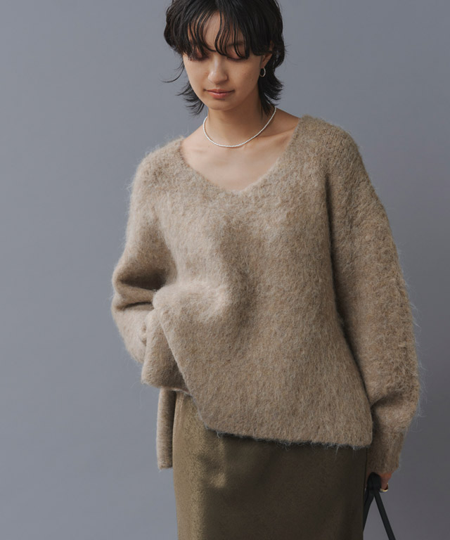 ニット 長袖 シャギー Vネック ゆったり RASW レディース RASW ニット 長袖 シャギー Vネック ゆったり レディース