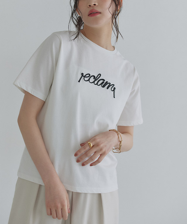 [ECLAM] コード刺繍ロゴTシャツ【Pierrot】 [送料無料]