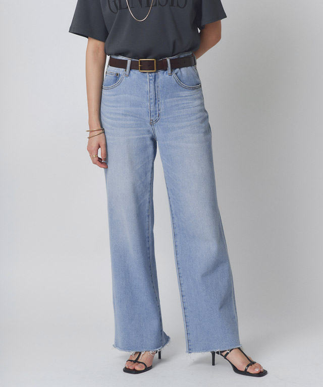 RASW デニム パンツ ストレート ダメージデニム ストレッチ