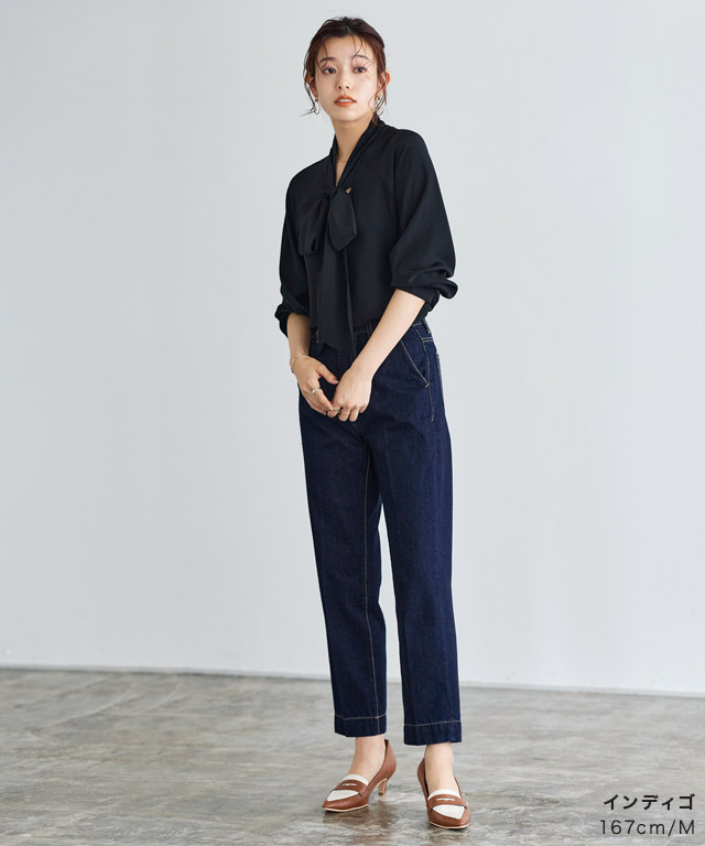 amerivintage新品センタープレスデニム インディゴ Ameri（アメリ）の「OTONA CENTER PRESS DENIM（デニムパンツ