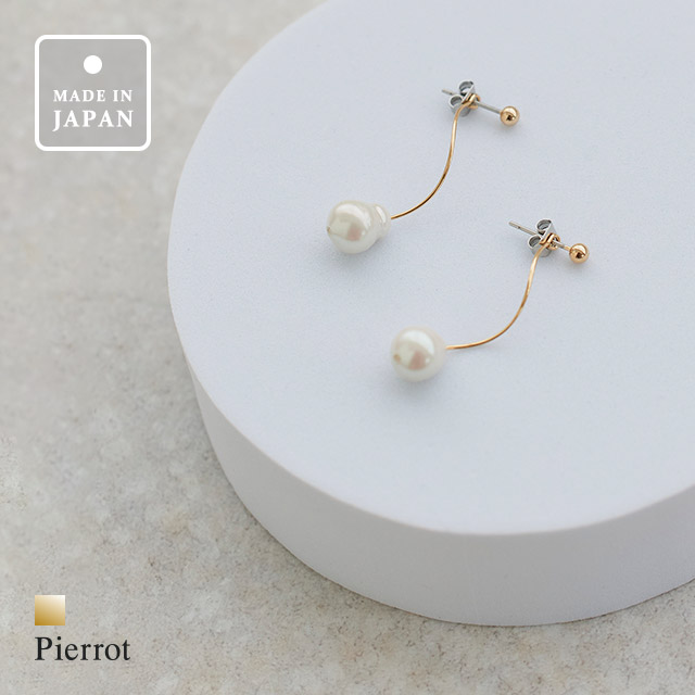 Yahoo! Yahoo!ショッピング(ヤフー ショッピング)（夏セール対象） ピアス バロックパール ウェーブ アクセサリー ロング 真珠 きれいめ レディース MD2