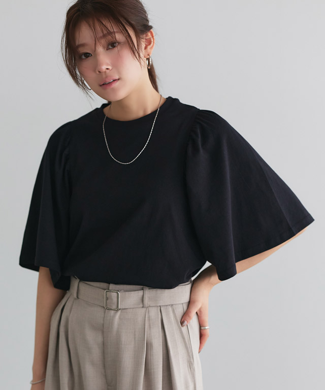 未使用品【Col Pierrot】 Sleeve Pleats Tシャツ 楽天市場】B会場☆パフフレアコットンロングスリーブTシャツ