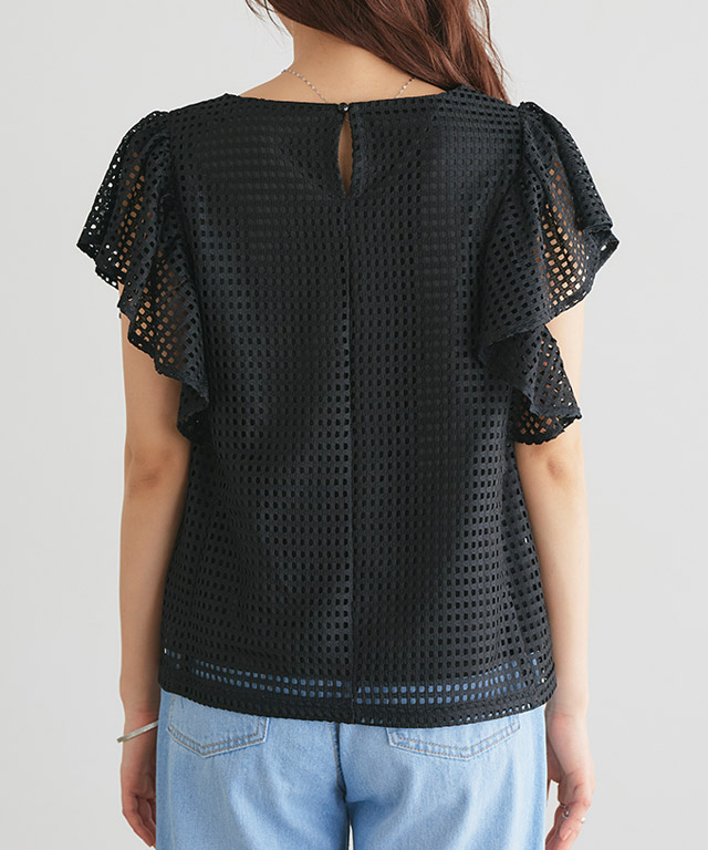 ATELIER PIERROTプリンセススリーブ レース フリルブラウス ATELIER-PIERROT／Shirring princess sleeve blouse