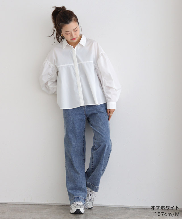 アウトレットSALE！】変形ギャザースリーブシャツ【スピード配送