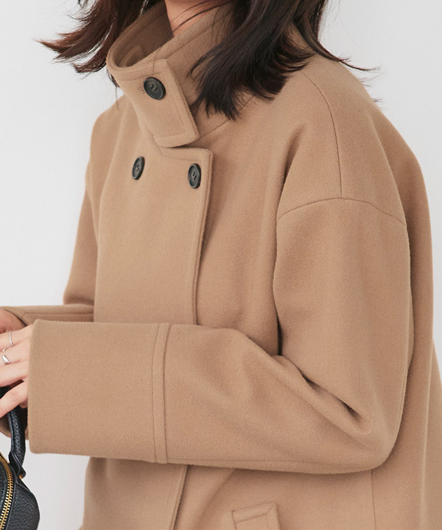 【新品・タグ付】BEIGEミドル丈 スタンドカラー ウールコート GABELLE / ミドル丈スタンドカラーウールコート / BEIGE