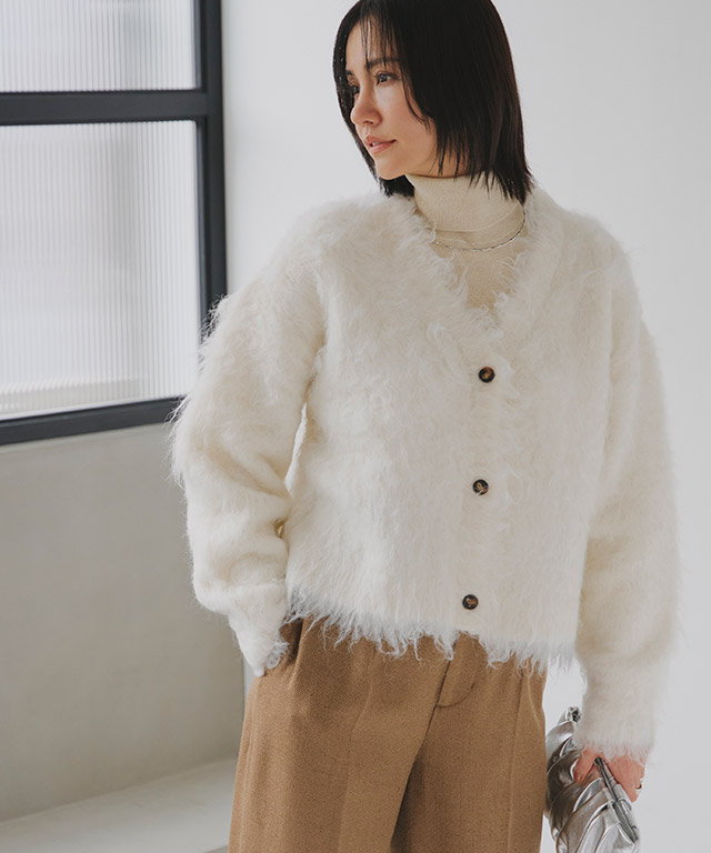カーディガン ショート丈 ニット 2way シャギー RASW レディース 送料無料 RASW カーディガン ショート丈 ニット 2way シャギー レディース