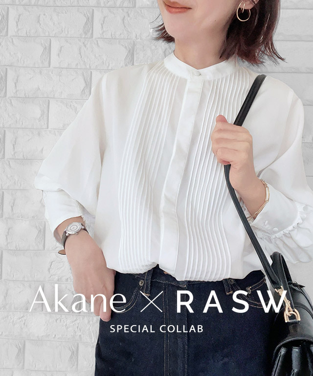 RASW ブラウス レディース バンドカラー ピンタック トップス RASW ブラウス レディース バンドカラー ピンタック トップス
