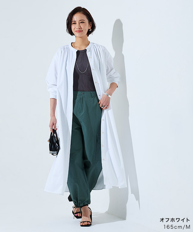 スピード配送】[RASW]ゴールドボタンロングシャツワンピース