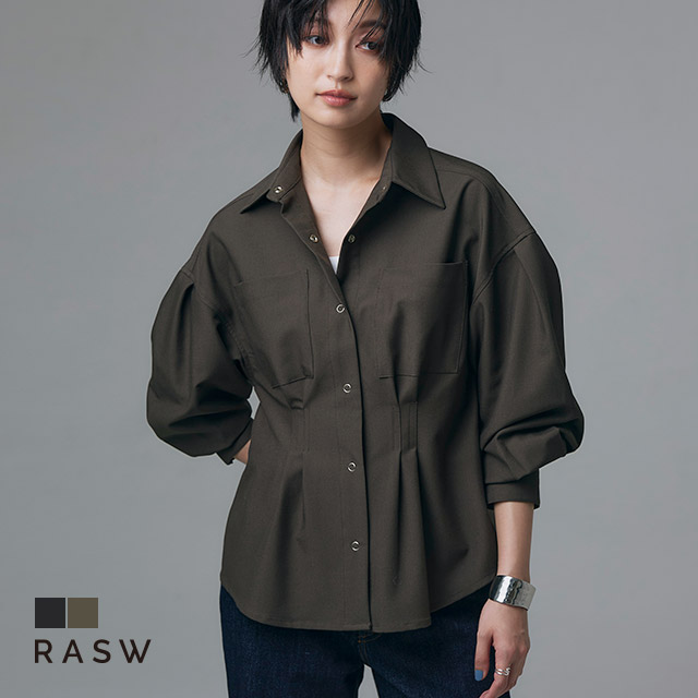 ブラウス 体型カバー タック トレンド デザインブラウス ラス RASW あすつく レディース