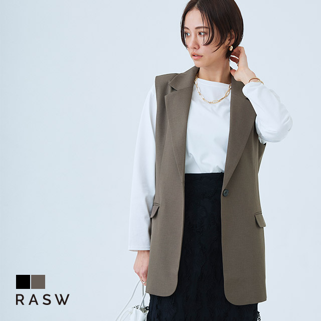(夏セール対象) ジレ レディース テーラードジレ ジレジャケット テーラード RASW あすつく