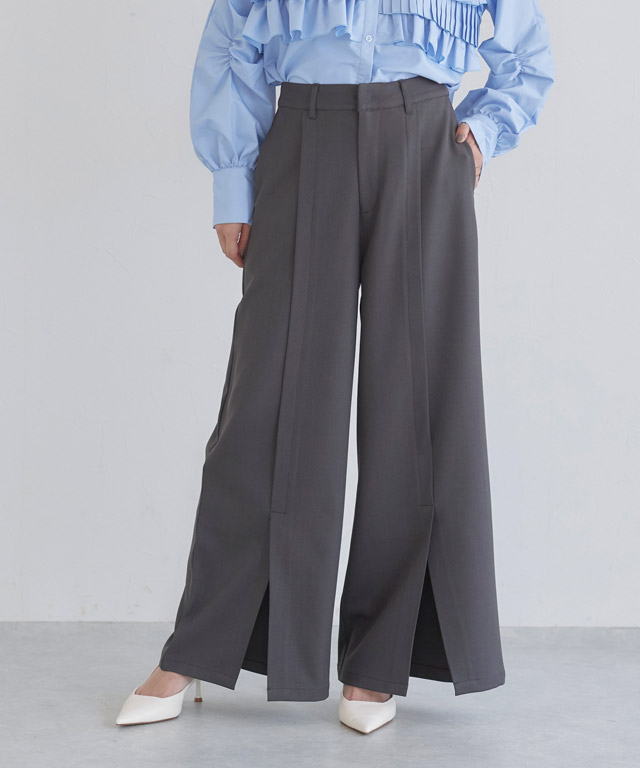 [ECLAM]フロントスリットワイドパンツ