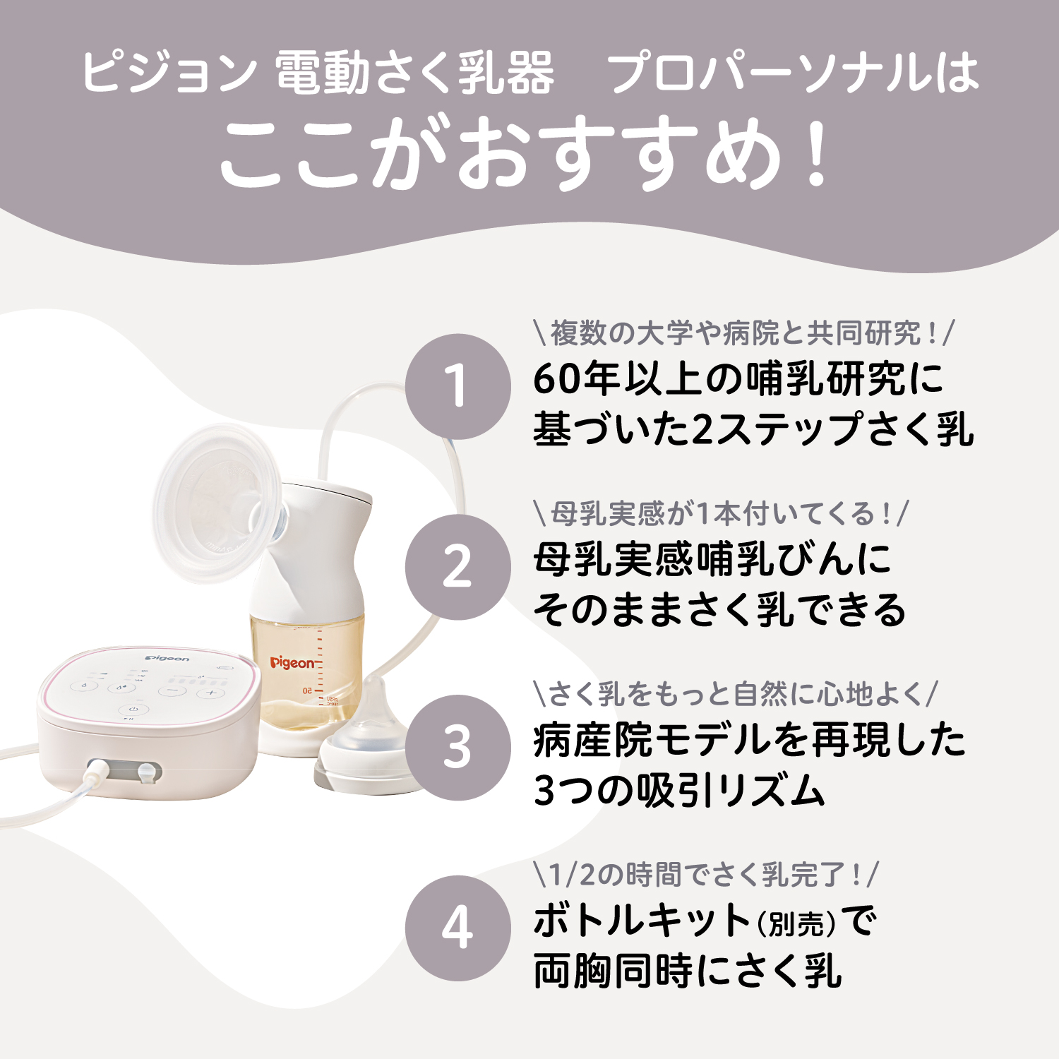 Pigeon（ピジョン） はじめてさく乳セット（電動置き型・片胸