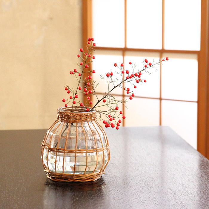 花瓶 ガラス おしゃれ 北欧 ウィロー 柳 インテリア ナチュラル 花器