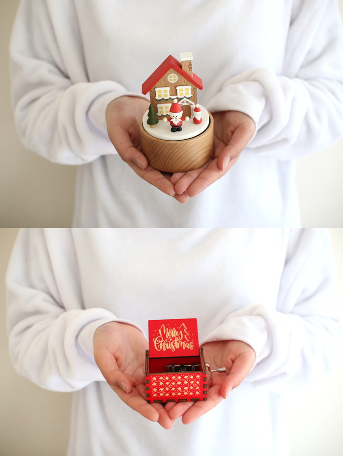 クリスマス オルゴール プレゼント 木製 ミニ 飾り おしゃれ