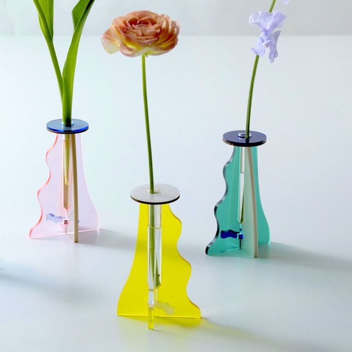 フラワーベース 花瓶 一輪挿し ガラス アクリル 組み立て式 フラワー