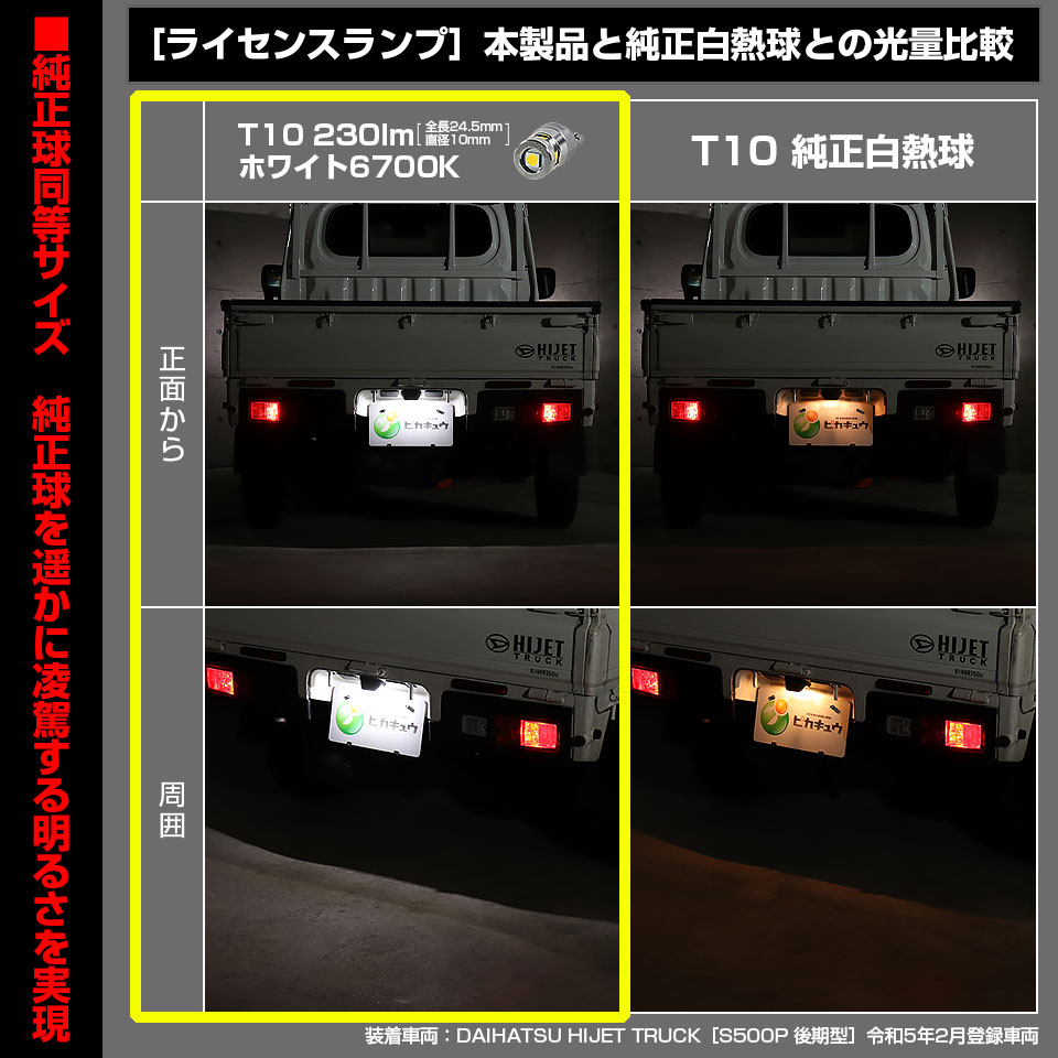 ピカキュウ T10 バルブ LED ナンバー灯 ダイハツ ハイゼットトラック