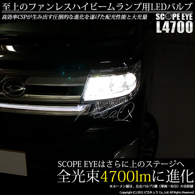 ダイハツ タントカスタム (LA600S/610S 前期) 対応 LED SCOPE EYE L4700 ハイビームバルブキット 4700lm  ホワイト HB3 9005 11-D-10