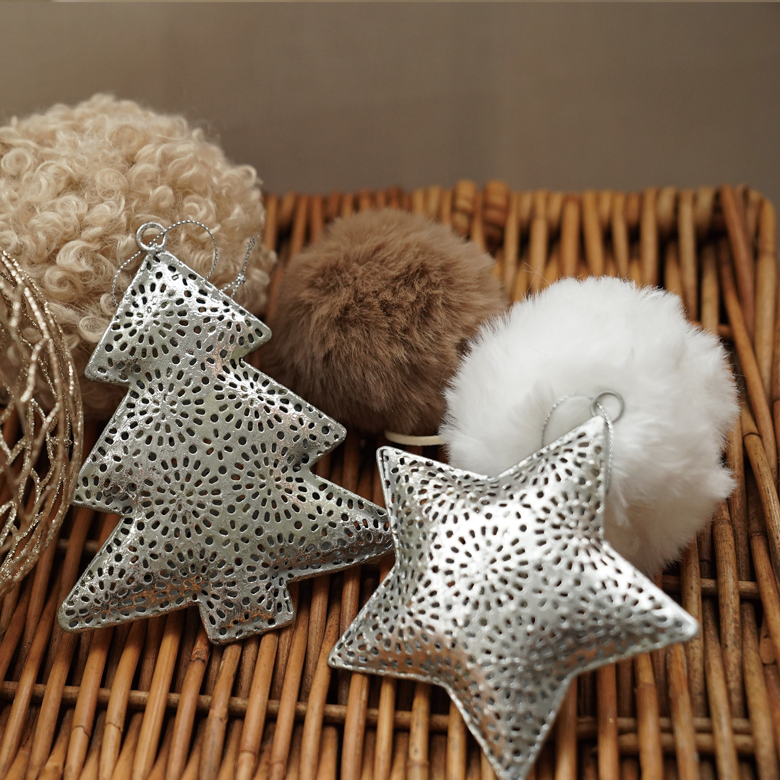 クリスマスツリー オーナメント 飾り ファーボール もこもこ ふわふわ