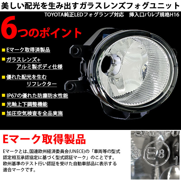 トヨタ ランドクルーザー プラド (150系 後期) 対応 H16 LED ガラスレンズ フォグランプキット フォグランプユニット 凌駕 L8500  8500lm ホワイト 6500K 36-A-1